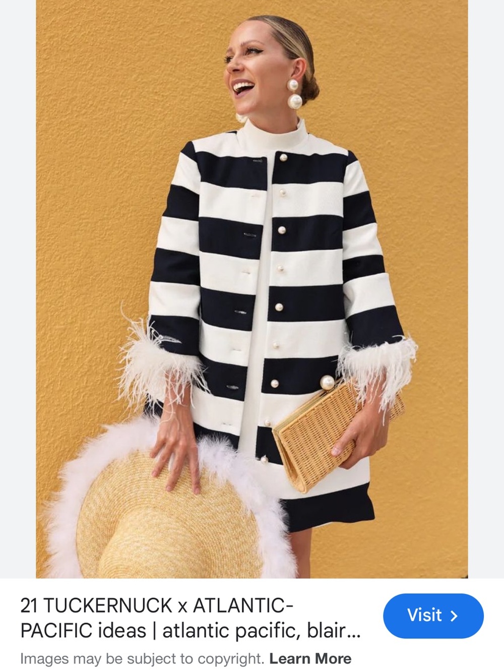 Tuckernuck x Atlantic-Pacific Navy and White Striped Pearl-Button Coat / Dress - Picture 4 of 7